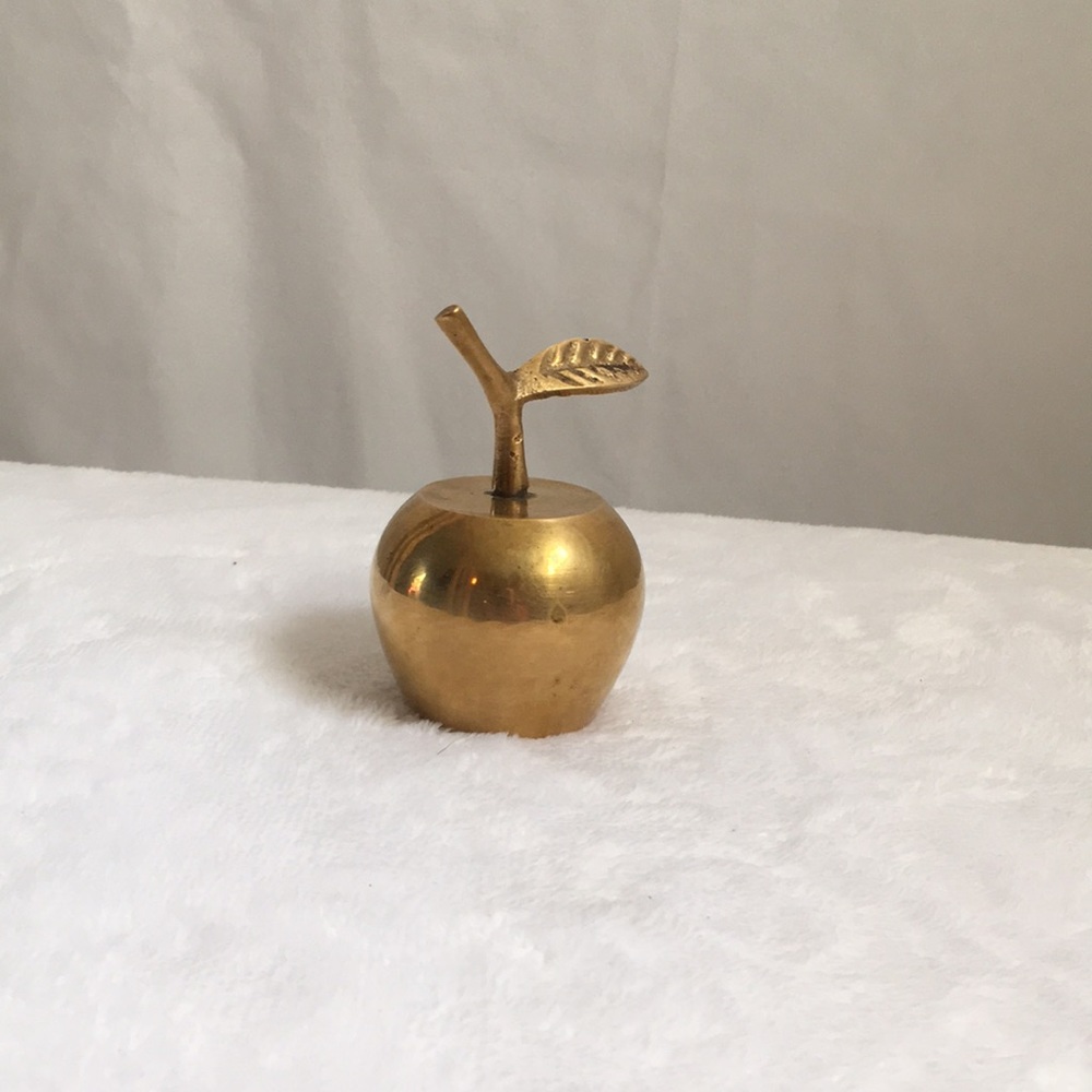 Apple bell Solid Brass vintage Teacher gift Paper weight.